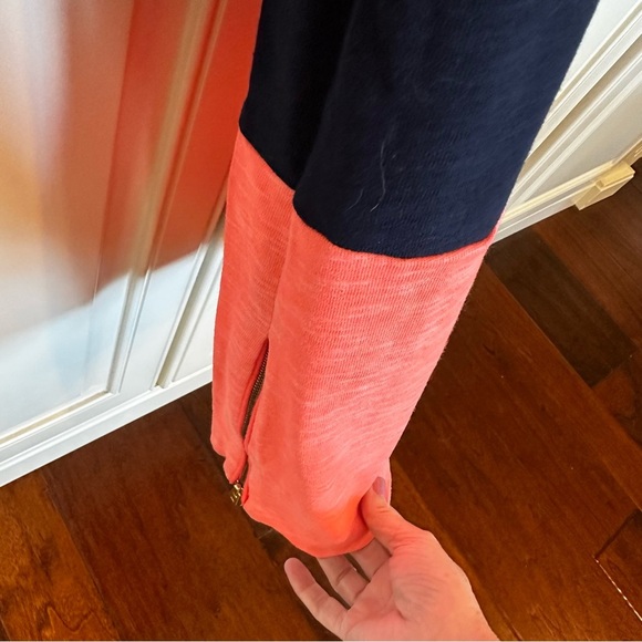 J.Crew Women’s Maritime Colorblock Sheath Dress Long Sleeve Orange Navy Two Tone - Picture 10 of 11